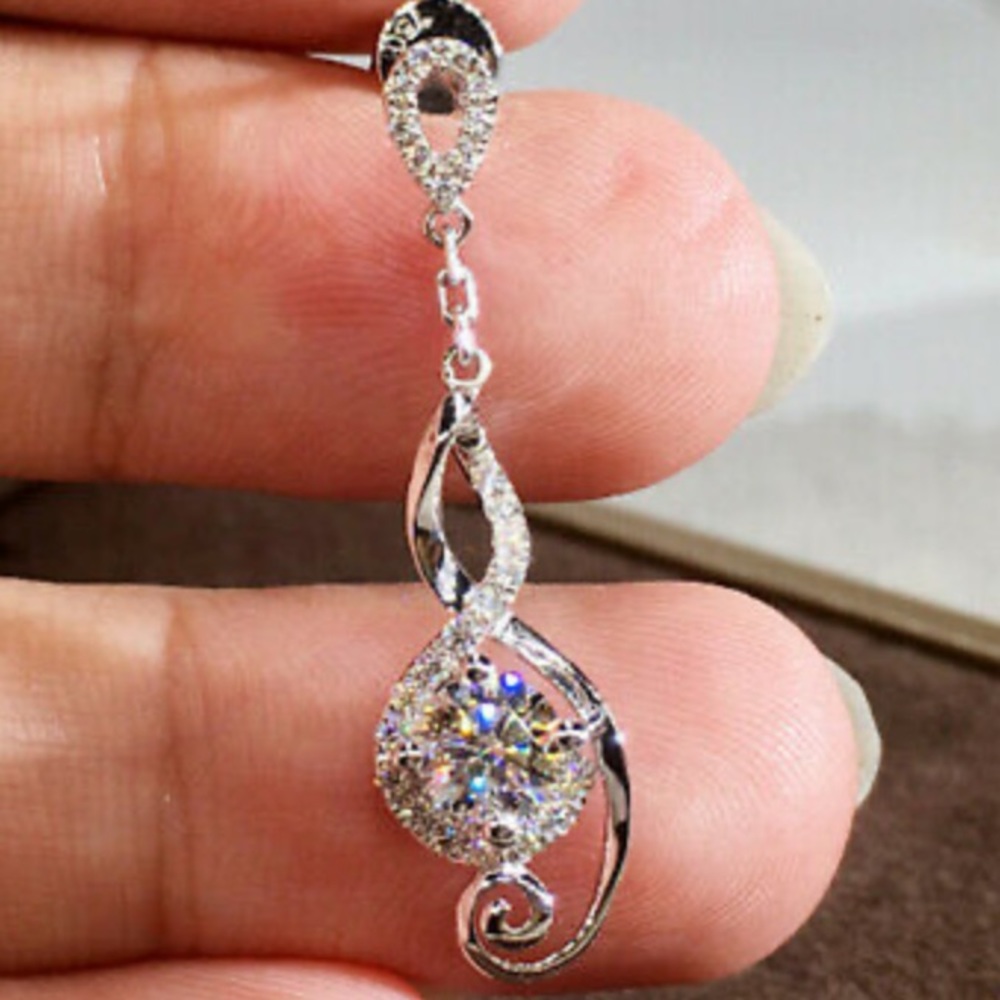 NEW Elegant 925 Silver Drop Earrings for Women - Picture 3 of 5